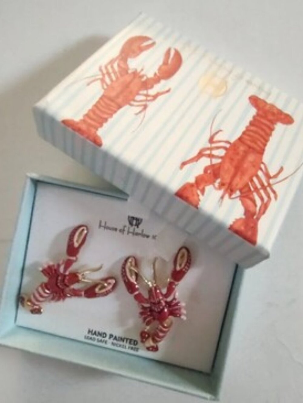 HOUSE OF HARLOW 1960 Nautical Resort Wear Lobster Stud Earrings NIB 🦞